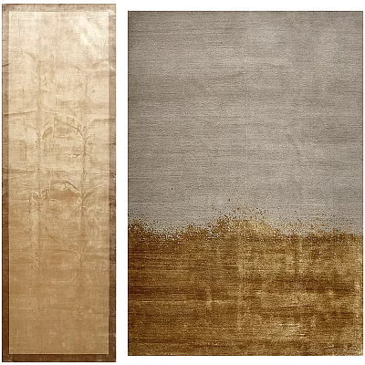 Modern Square Rug Design With Gold Pattern And Gray Gold Gradient 3d model