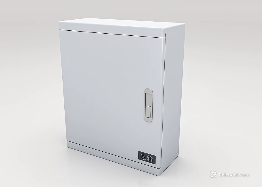 White Metal Enclosure Cabinet With Lockable Door And Serial Number Plate 3d model 
