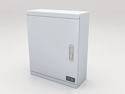 White Metal Enclosure Cabinet With Lockable Door And Serial Number Plate 3d model