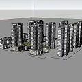 Modern High Rise Residential Buildings with Glass Curtain Walls and Green Landscaping