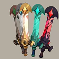 Diverse Colored Fantasy Sword Collection With Unique Designs And Ornate Hilt Details