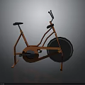 Orange Stationary Bicycle With Modern Metallic Frame Black Seat Large Wheel And Reflective Surface