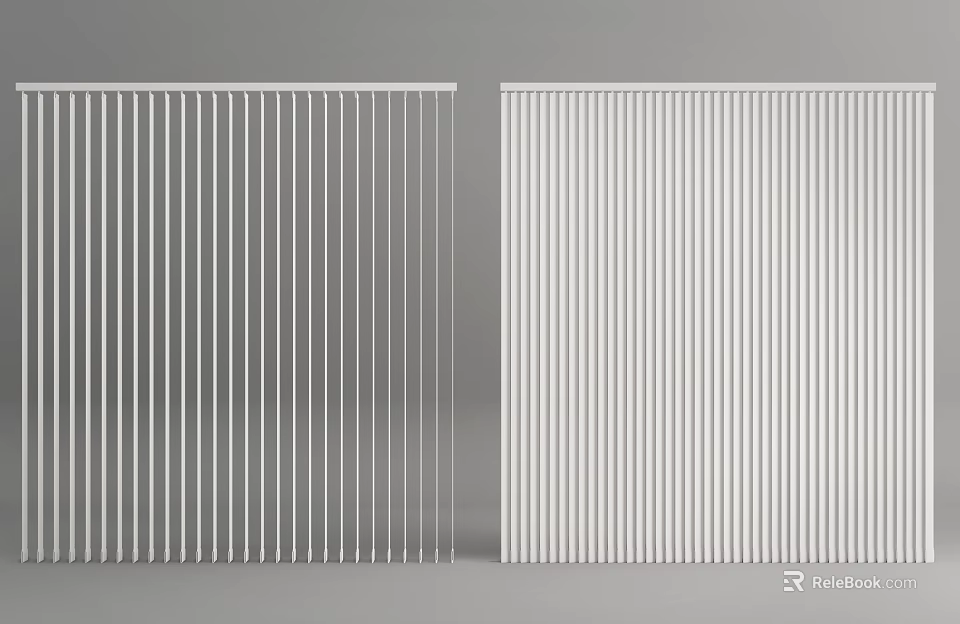 White Venetian Blinds With Vertical And Horizontal Slat Styles For Home Interior Design 3d model 