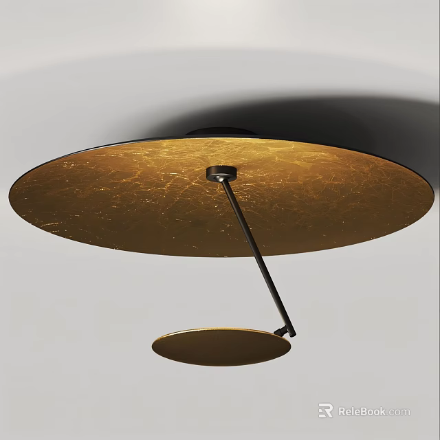 Gold Metal Modern Wall Light Fixture With Double Circular Disc Design 3d model