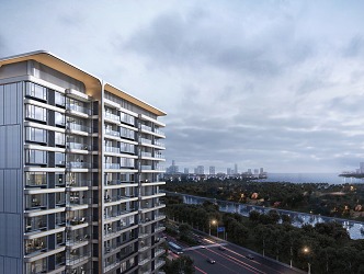 High-end high-rise residential in modern residential area 3d model