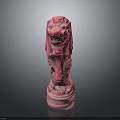 Vibrant Pink Sphinx Sculpture With Intricate Facial Details And Base