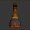 Daily Life Decorative Bottle With Cork Stopper Carved Patterns And Orange Liquid Inside