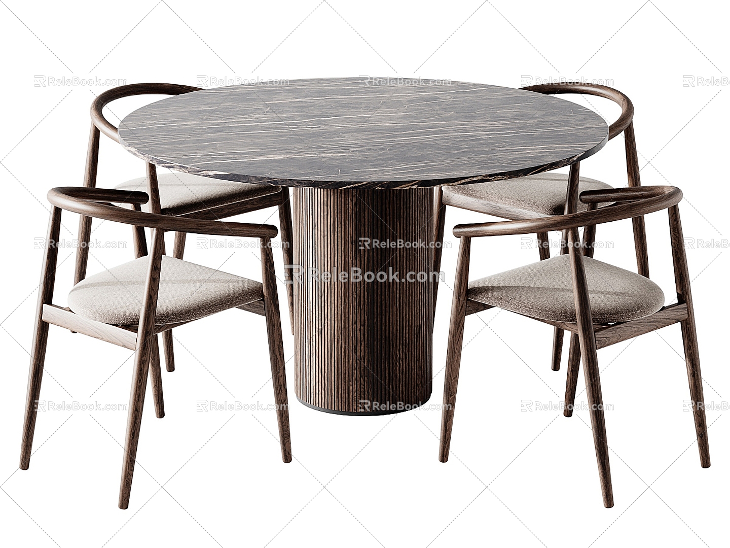 Poliform modern dining table and chair round dining table 3d model