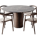 Poliform modern dining table and chair round dining table 3d model