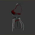 Stylish Red Bra And Silver Fringed Skirt With Green Diamond Accent