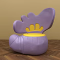 Unique Purple Single Chair With Petal Shaped Backrest Yellow Seat And Wooden Floor