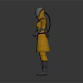 Game Movie Character In Yellow Coat With Silver Helmet And Red Utility Belt