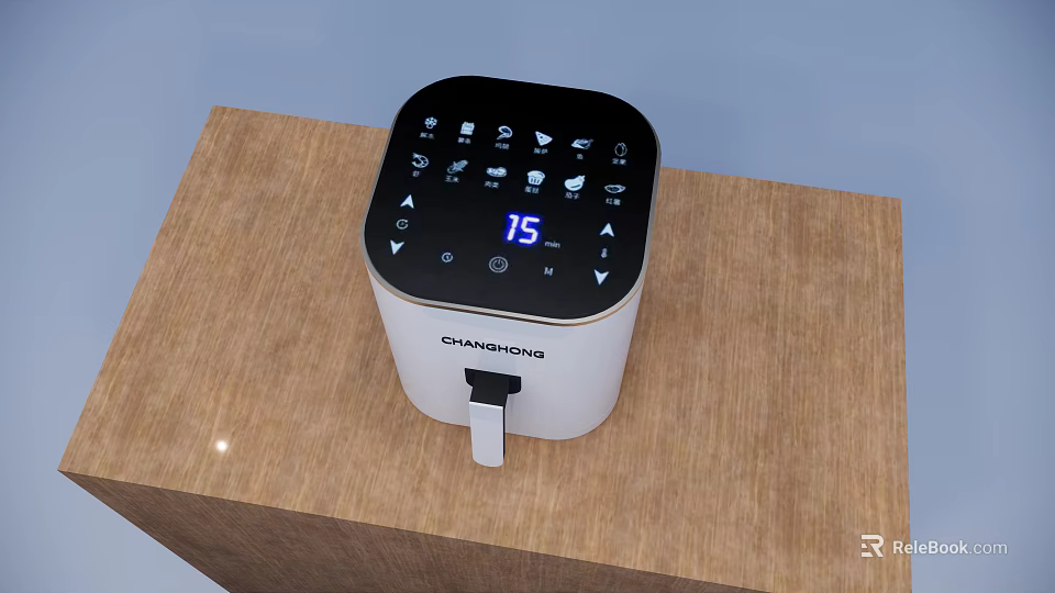 Modern CHANGHONG Kitchen Appliance with Digital Display and Control Panel on Wooden Countertop 3d model 