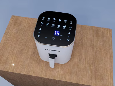 Modern CHANGHONG Kitchen Appliance with Digital Display and Control Panel on Wooden Countertop 3d model
