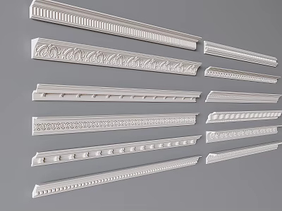 Different Styles Of Decorative Plaster Moldings With Ornate Patterns For Home Decor 3d model