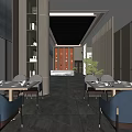 Elegant Modern Restaurant Interior With Dining Tables Comfortable Chairs And Decorative Plants