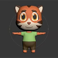 Cartoon Tiger Character With Orange Black Stripes Big Eyes Green Shirt Brown Pants Standing