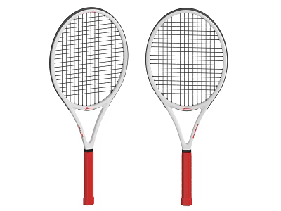 Two Tennis Rackets Sports Equipment With White Frame Red Handle Durable Design 3d model