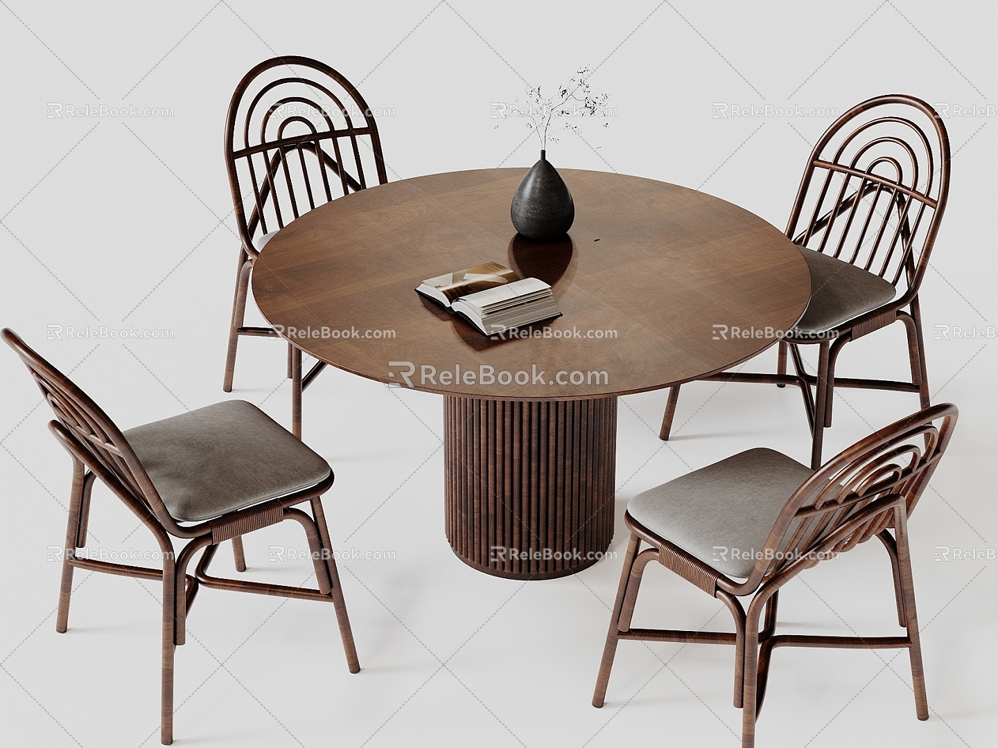 Quiet Vintage Dining Table and Chair Tea Table and Chair Round Table 3d model