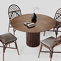 Quiet Vintage Dining Table and Chair Tea Table and Chair Round Table 3d model