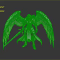 Mythical Angel Character In Armor With White Feathered Wings Golden Hair And Sword