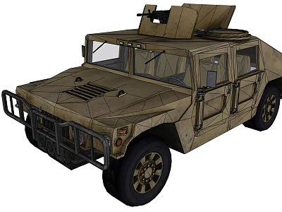 Military Green Off Road Vehicle With Roof Mounted Weapon Rack And Sturdy Body 3d model