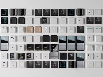 Modern Switch Panels With Various Designs Colors And Functional Features For Home Decoration 3d model