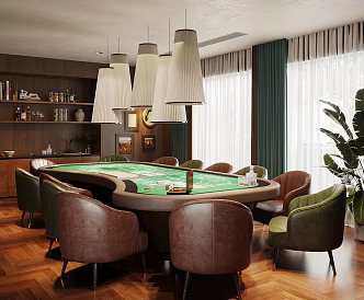 Modern Home Entertainment Room Poker Table Board Game Texas Poker Table Entertainment Table and Chair 3d model