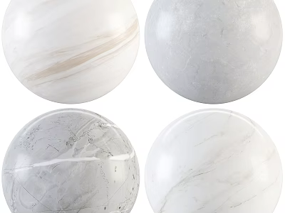 Textured Marble Sphere Components With Various White And Gray Patterns 3d model