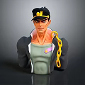 Man Wearing Black Cap With Yellow Chain Gray Tank Top And Black Jacket Bust Sculpture
