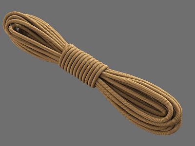 Strong Brown Braided Rope With Secure Tight Knot For Outdoor Use 3d model