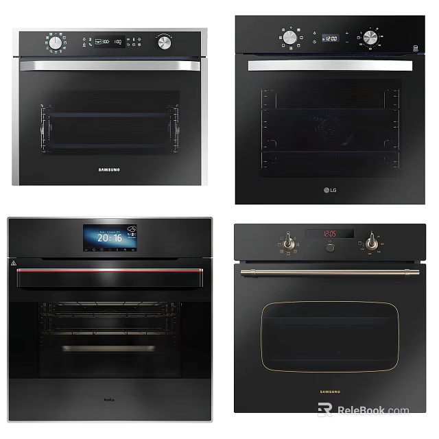 Modern Kitchen Ovens With Digital Display From Samsung And LG Brands 3d model 