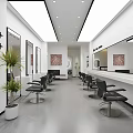 Modern Minimalist Bright Hair Salon Interior Design With Comfortable Styling Chairs And Large Wall Mirrors