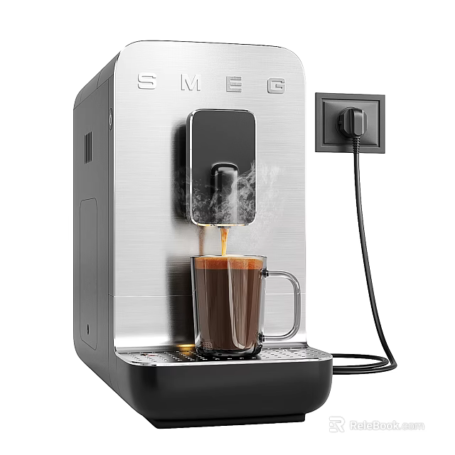 SMEG Automatic Coffee Machine Brewing Coffee With Steam 3d model 