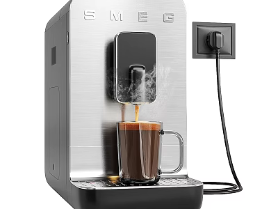 SMEG Automatic Coffee Machine Brewing Coffee With Steam 3d model