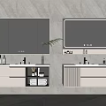Modern Bathroom Vanity Design With Wall mounted White Cabinet Backlit Mirror And Storage