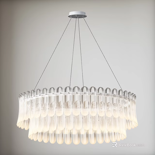 Modern Chandelier With Multiple Transparent Glass Tubes And Round Hanging Design 3d model