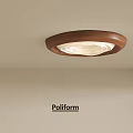 Elegant Modern Ceiling Light by Poliform with Brown Frame and White Shade 3d model
