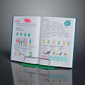 Open Educational Children's Book With Red Flag Illustrations Colorful Icons And Text