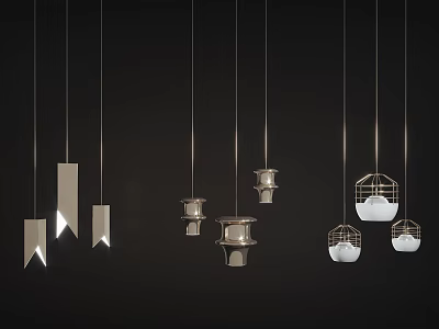 Modern Hanging Pendant Lights With Various Shapes And Decorative Designs For Interior 3d model