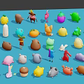 Colorful Cute Animal Toy Figures Collection With Various Shapes And Bright Colors