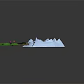 Mountainous Terrain Featuring Snowy Peaks Winding River Green Meadows Trees And Hot Air Balloon