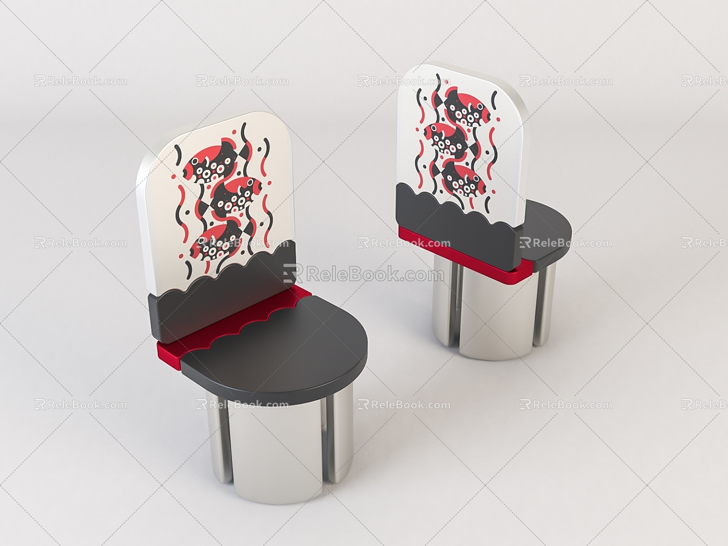 Modern Children's Chair Children's Cartoon Wooden Stool 3d model