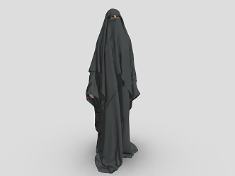 Arab women in robes black robes clothes Middle Eastern woman 3d model