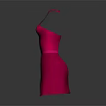 Stylish Pink Halter Neck Dress With Front Cutout And Flared Skirt Design