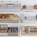 Modern Bakery Bar Counter With Glass Display Cases And Assorted Baked Goods