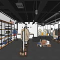 Modern Clothing Store With Glass Front Fashion Displays And Outdoor Tree