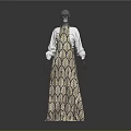 Stylish Geometric Pattern Long Dress With White Top On Mannequin
