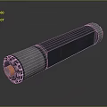 Shiny Cylindrical Mechanical Industrial Component Featuring Gray Black Metal Surface And End Design