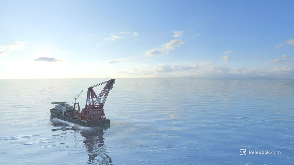 Tranquil Sea Scenery With Blue Sky White Clouds Calm Water And Reflections 3d model 
